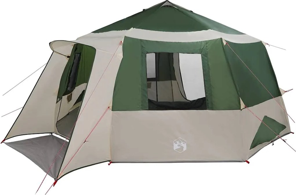 vidaXL Cort cabană pentru 12 persoane Verde și gri 500 x 500 x 294 cm