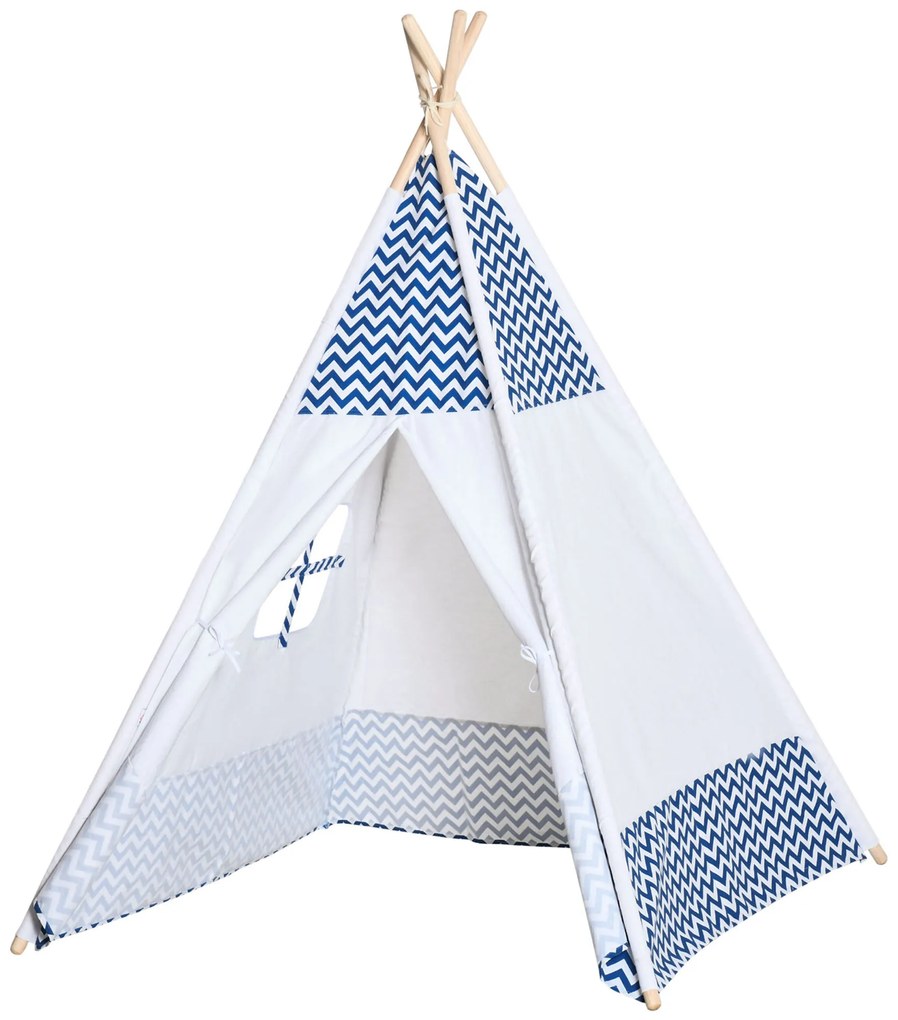 HOMCOM Cort Teepee Indian Gri și Alb pentru Copii 3-6 Ani, Spațiu de Joacă Interior/Exterior, Ușor de Asamblat | Aosom Romania