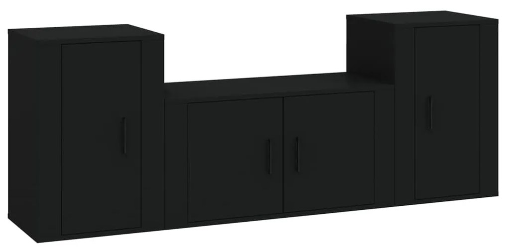 3188503 vidaXL Set dulapuri TV, 3 piese, negru, lemn prelucrat