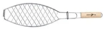 Prajitor de peste, pentru gratar, cromat, maner lemn, 13x31/58 cm