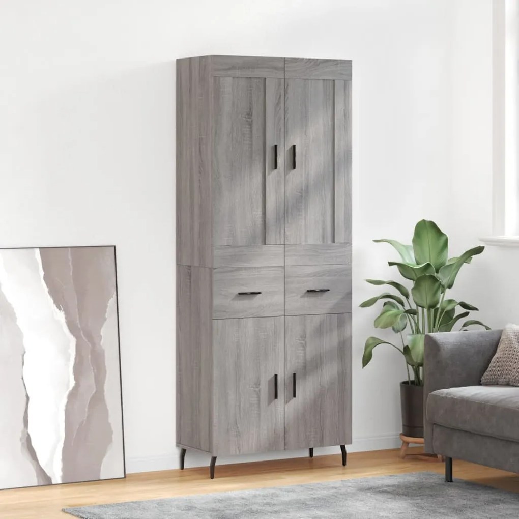 vidaXL Dulap înalt, gri sonoma, 69,5x34x180 cm, lemn compozit
