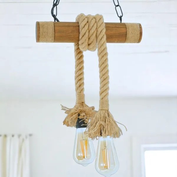 Lustră pe lanț KOS 2xE27/60W/230V fag