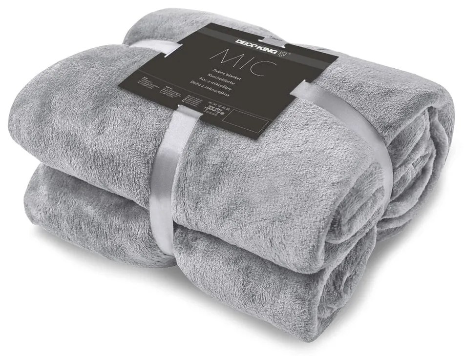 Pătură din microfibră DecoKing Mic, 220 x 240 cm, gri deschis