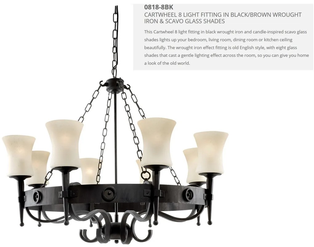 Candelabru stil rustic Cartwheel 8L 0818-8BK SRT