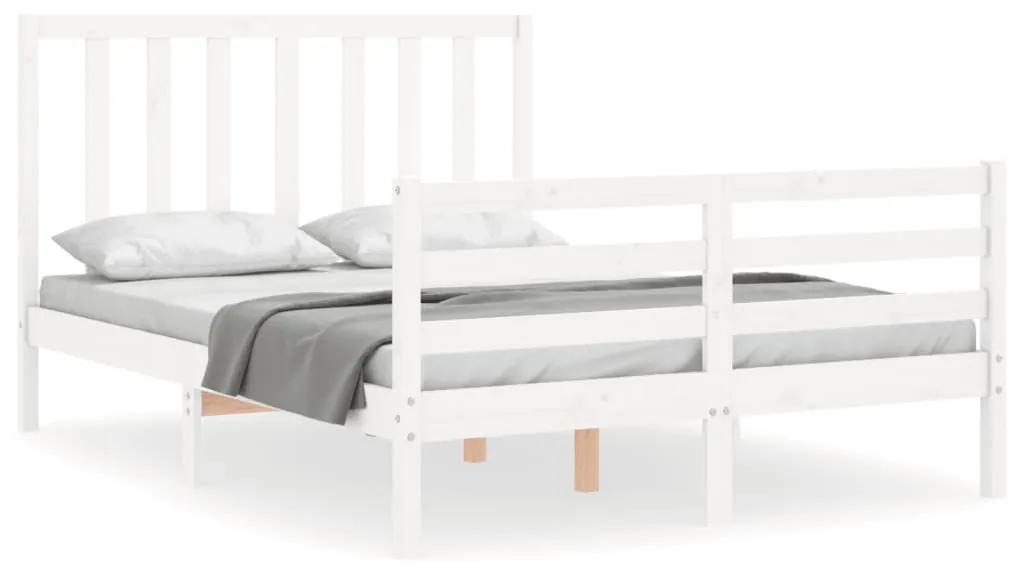 3193792 vidaXL Cadru de pat cu tăblie, alb, 140x200 cm, lemn masiv