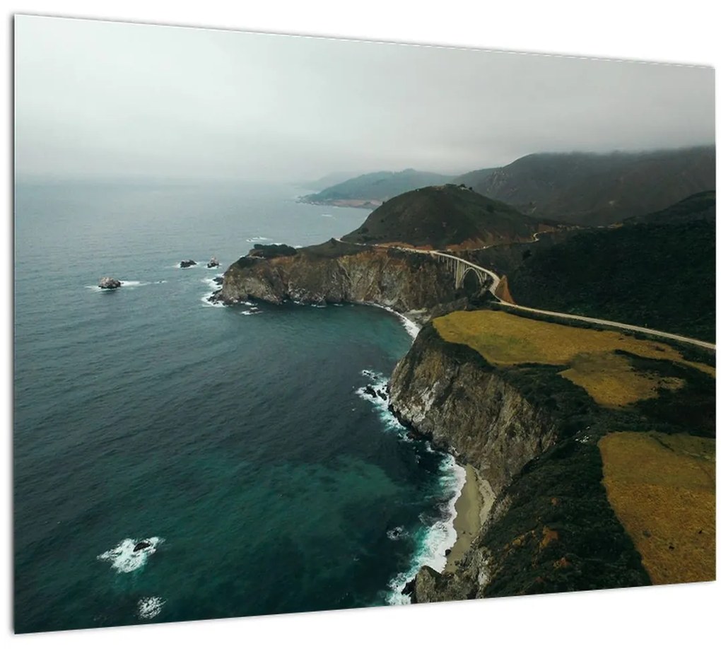 Tablou pe sticlă - Stânci în ocean (70x50 cm)