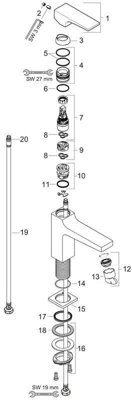 Baterie lavoar cu ventil, Hansgrohe, Metropol 100, auriu lucios