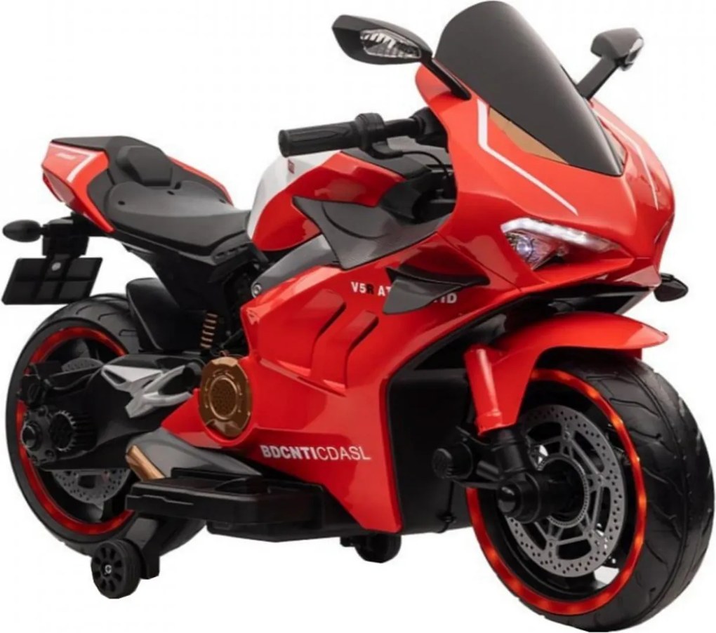 Motocicleta Electrica cu Acumulator Pentru Copii NOVOKIDS™ Super Rider GP , 12V ,3-7 ani ,Max 30 kg , Cu Sunete si Lumini LED ,USB si Bluetooth ,Roti