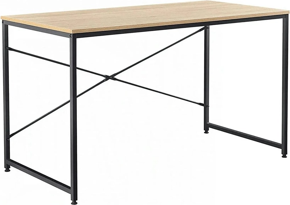 Masa birou MELLORA, stejar/negru, PAL laminat/metal, 120x60x72 cm