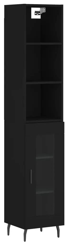 3189910 vidaXL Dulap înalt, negru, 34,5x34x180 cm, lemn prelucrat