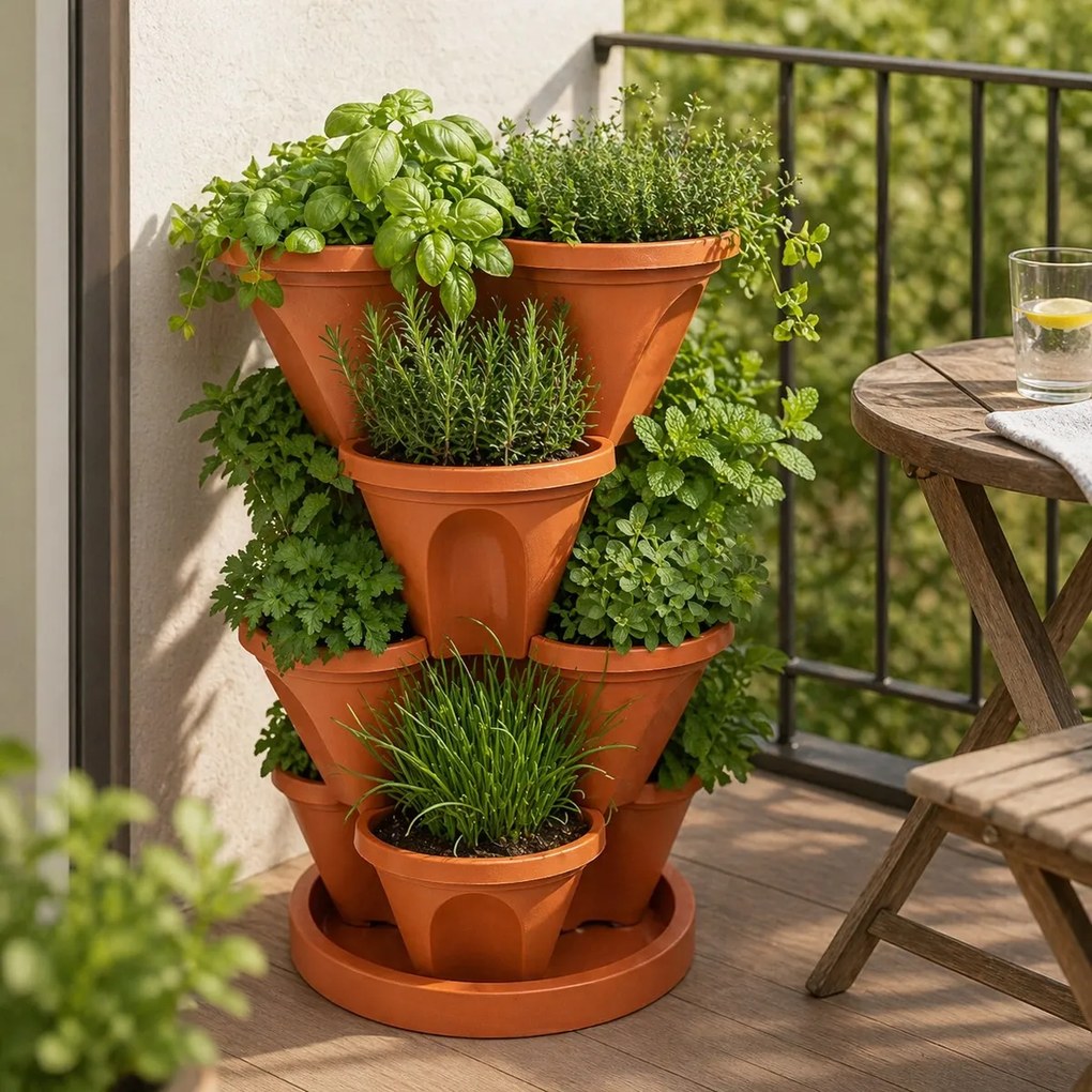 Cascadă pentru flori din 4 piese 4Home, teracotă