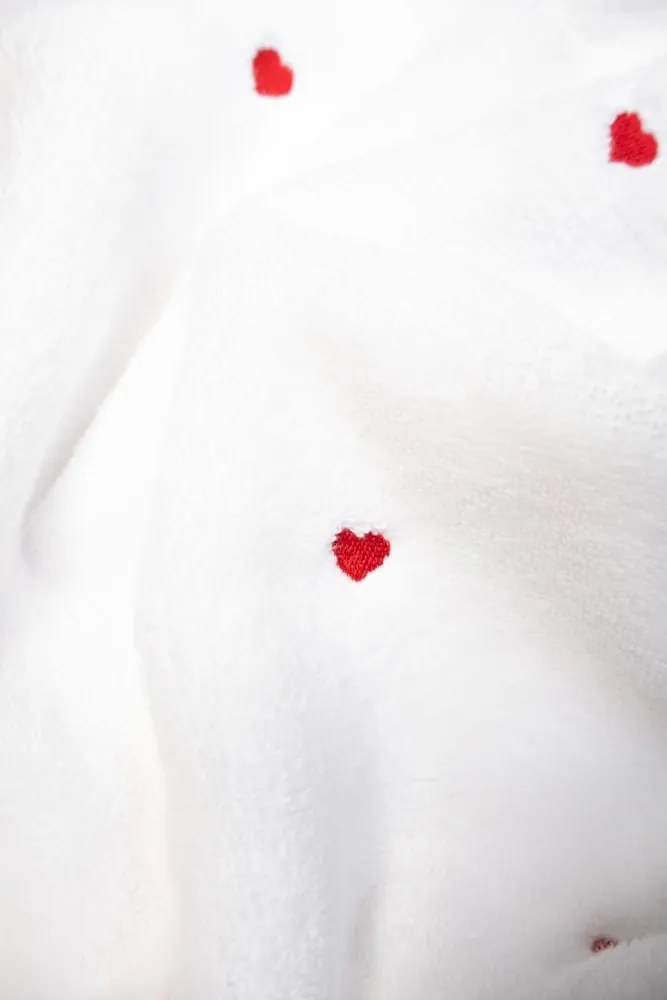 Prosop MICRO LOVE 50x100 cm Alb – Inimioare roșii