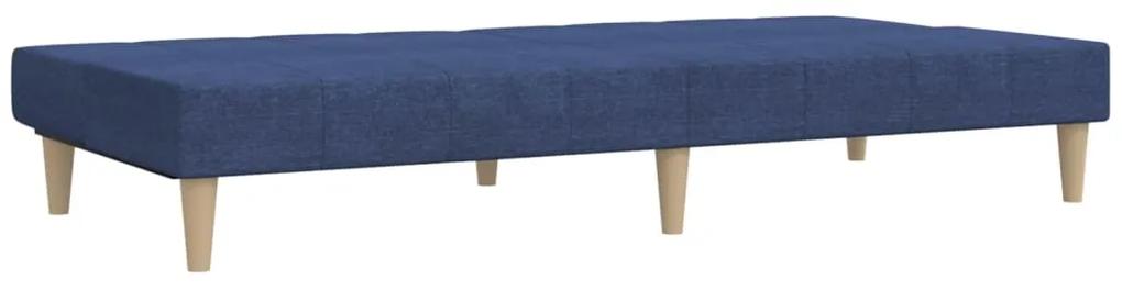 Canapea extensibila 2 locuri, cu taburet, albastru, textil Albastru, Cu scaunel pentru picioare