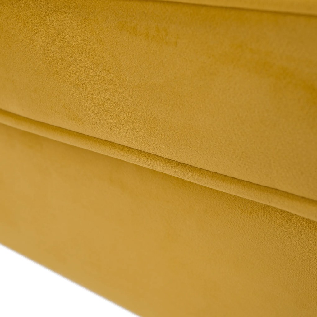 Canapea cu 3 locuri de design, ţesătură Velvet galbenă/gold crom auriu, EZIO TYP 3