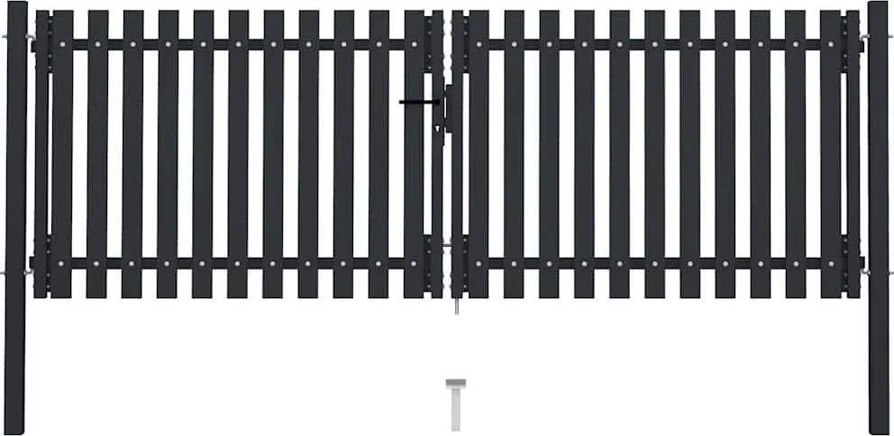 vidaXL Poartă de gard cu ușă dublă, oțel, 300x75 cm, antracit