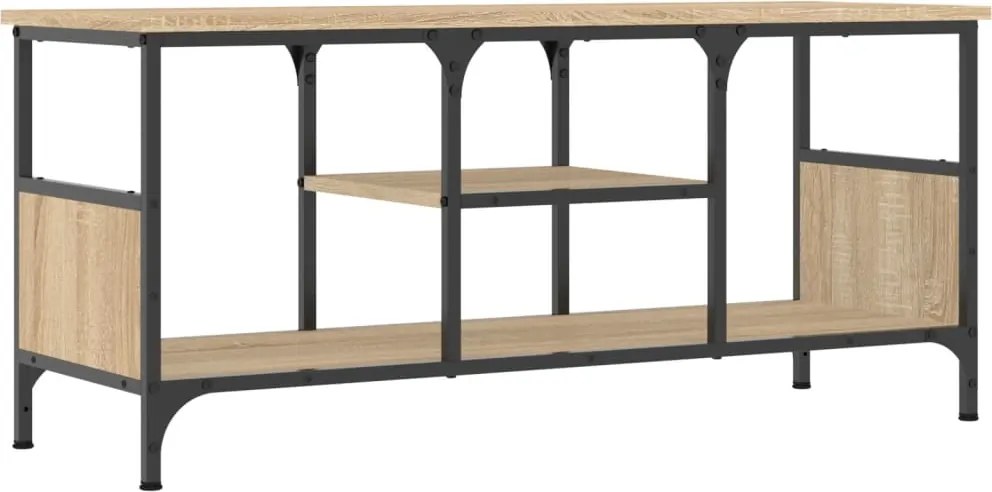vidaXL Comodă TV, stejar sonoma, 100x35x45 cm, lemn prelucrat & fier
