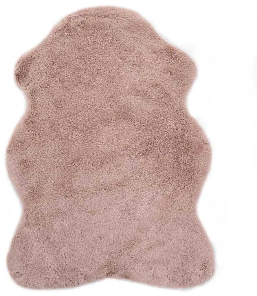 vidaXL Covor, roz invechit, 65x95 cm, blană ecologică de iepure