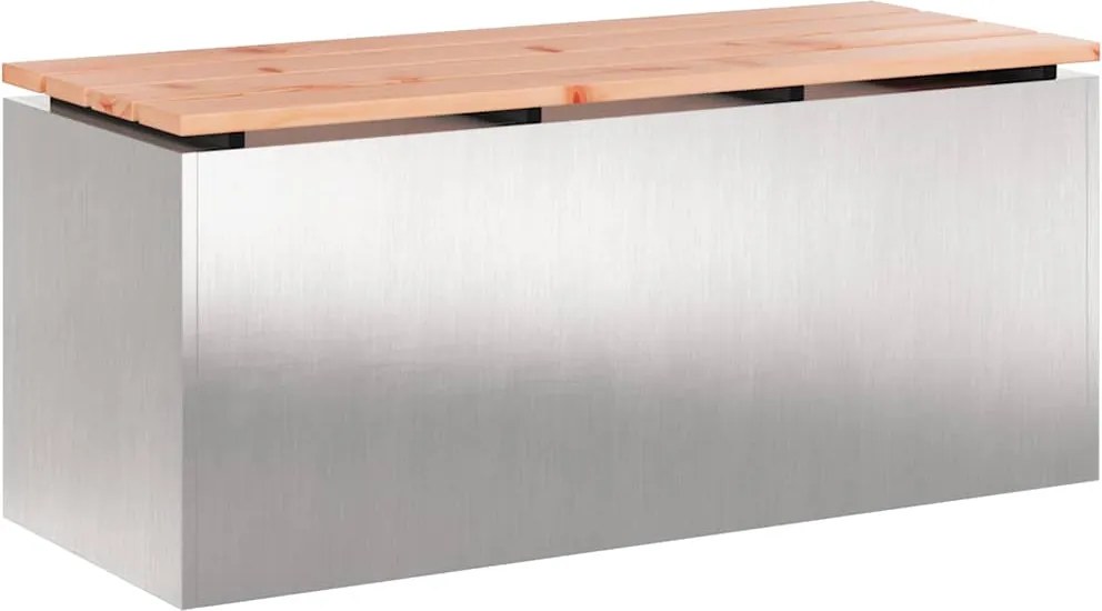 vidaXL Bancă de grădină Argintiu 100 x 40 x 43 cm Oțel inoxidabil