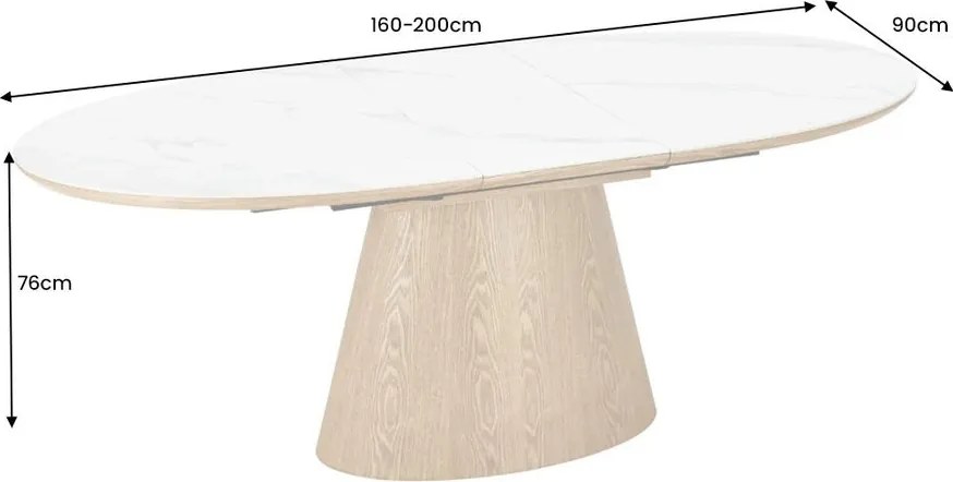 Masa extensibila, Ceramica Alba, Furnir, UNIQUE 160-200cm
