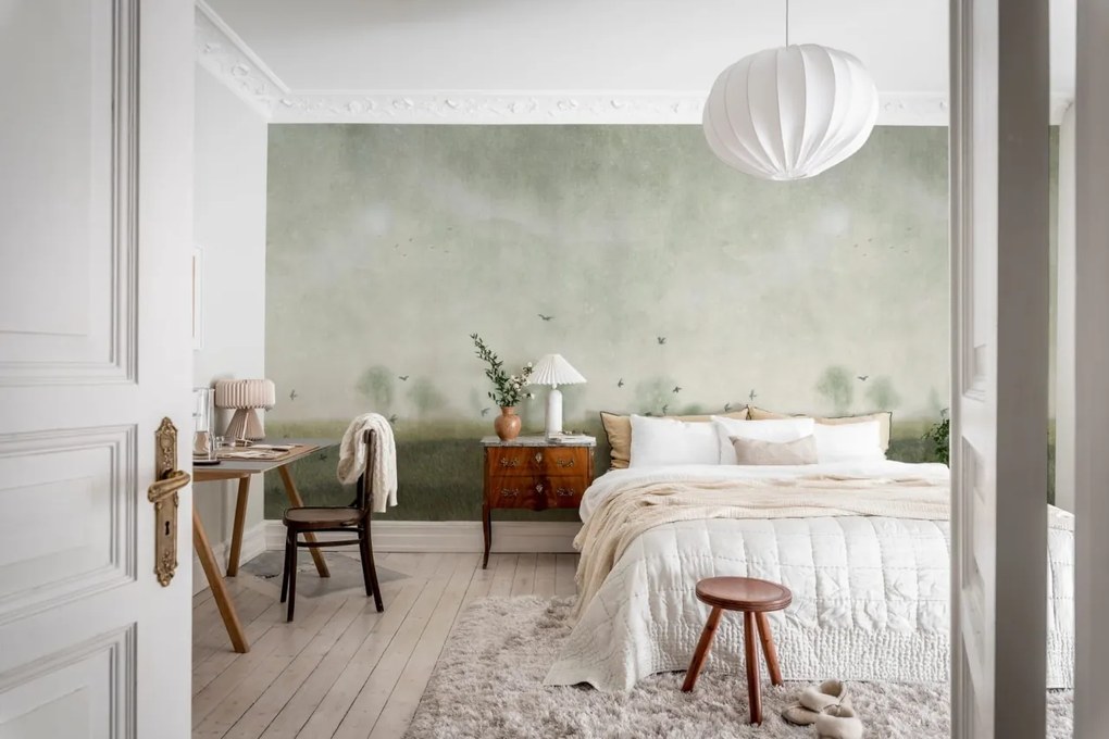 Fototapet, Scandinavian Landscape, Light Green, Rebel Walls