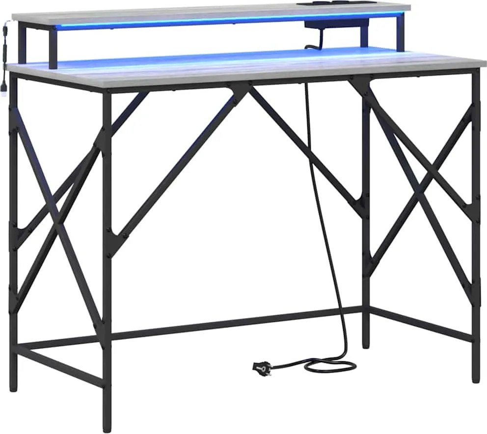 vidaXL Birou cu raft Gri Sonoma 100 x 50 x 86,5 cm Lemn compozit