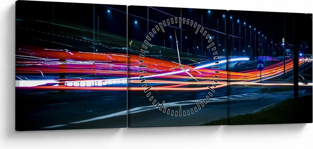Tabloul orașului nocturn (cu ceas) (90x30 cm)
