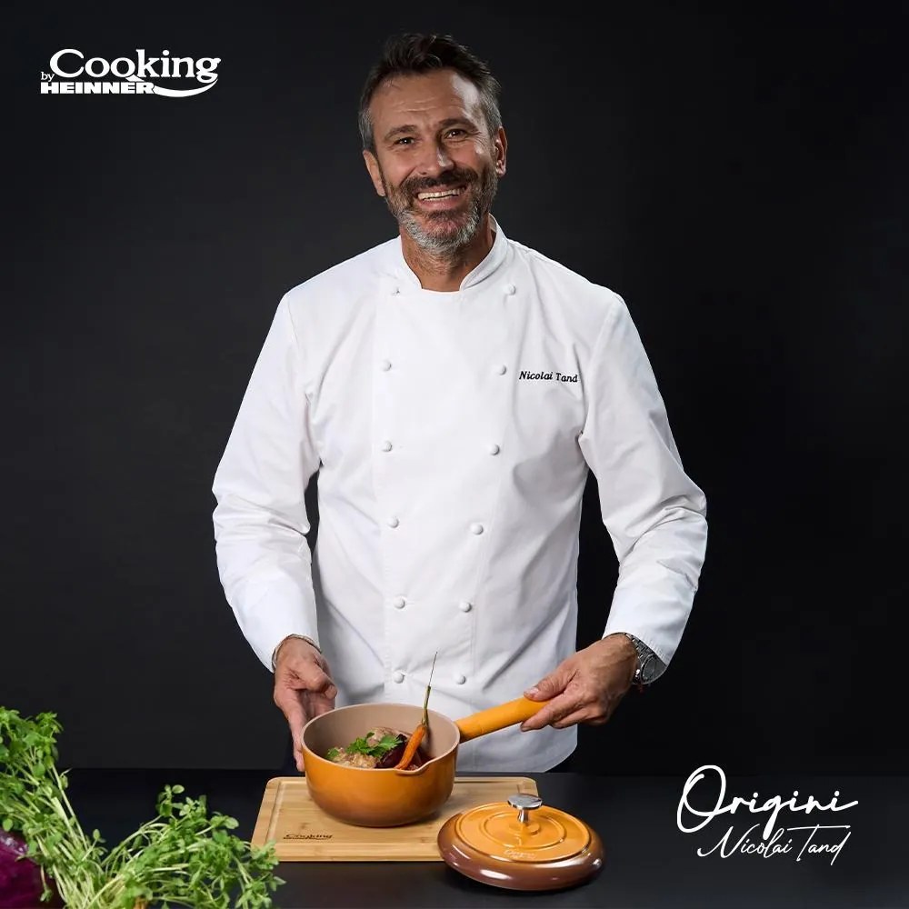 Oală din aluminiu turnat cu capac 18x8.5 cm, 1.8L – Cooking by Heinner, Colecția Origini by Nicolai Tand HR-BJK-C18, antiaderentă și eficientă