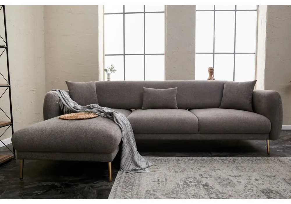 Colțar gri (cu colț pe partea stângă/cu șezlong) Simena – Balcab Home
