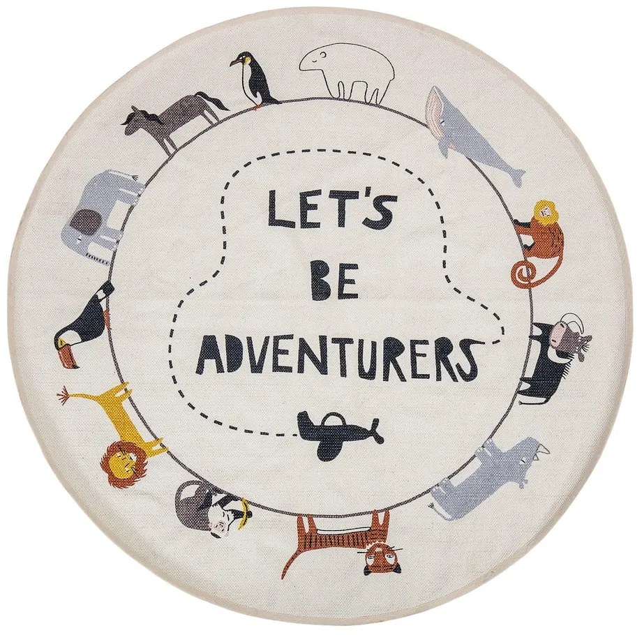 Covor din bumbac Bloomingville Mini Animals, ø 130 cm, alb