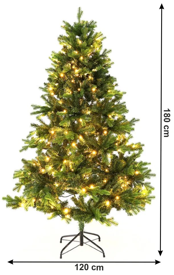 Brad de Crăciun de calitate 3D, cu lumini, verde, 180 cm, LED 300, CHRISTMAS TYP 6