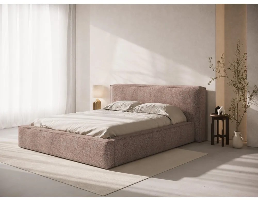 Tăblie de pat roz-deschis tapițată 209x100 cm Olivia – Micadoni