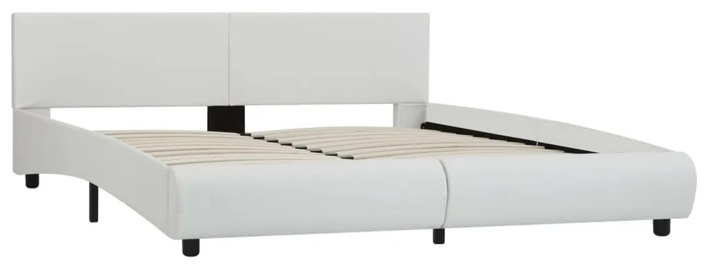285460 vidaXL Cadru de pat, alb, 160 x 200 cm, piele ecologică