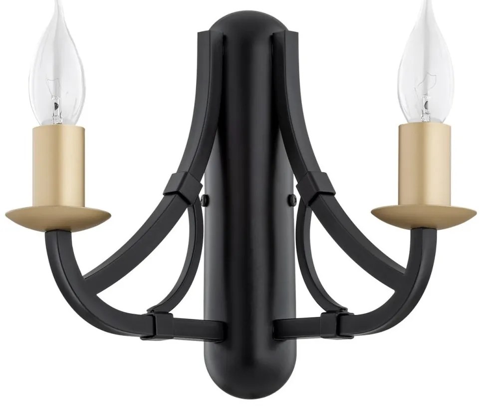 Aplica de perete cu 2 brate design modern Lorenzo negru, auriu