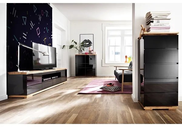 Comodă ARVI, negru/stejar