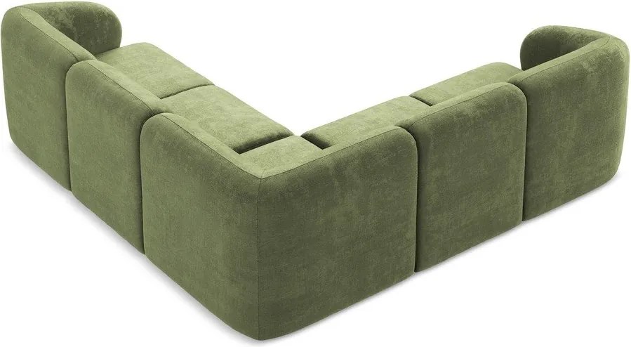 Colțar verde cu tapițerie din chenille Lani – Makamii