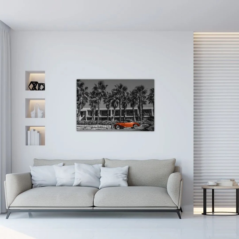 Tablou - Mașină roșie, retro (90x60 cm)