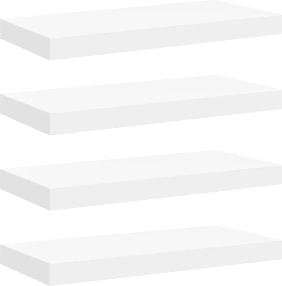 vidaXL Rafturi de perete suspendate, 4 buc., alb, 50x23x3,8 cm, MDF