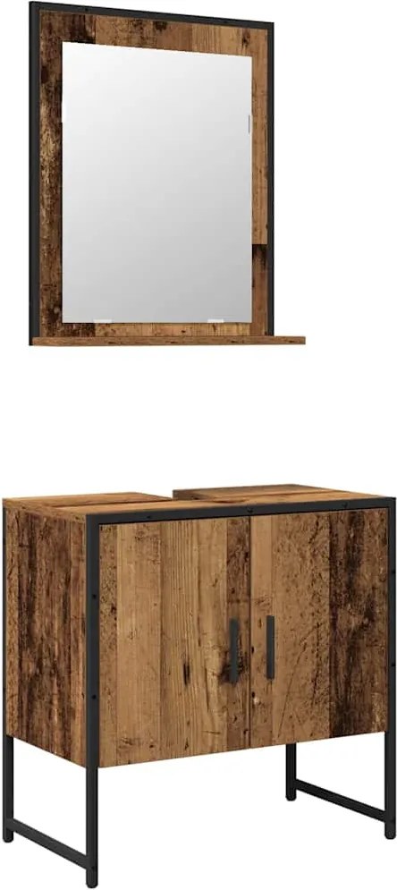 vidaXL Set de mobilier pentru baie Pe perete 2 pcs Maro Lemn compozit