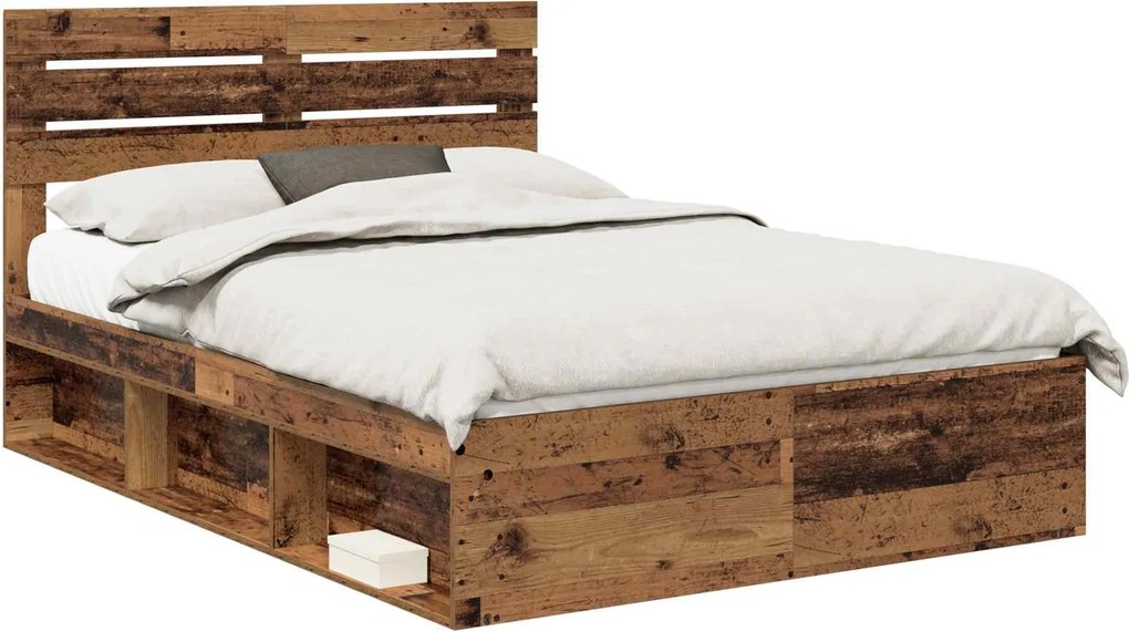 vidaXL Cadru de pat Lemn vechi 150 x 200 cm Lemn de pin masiv