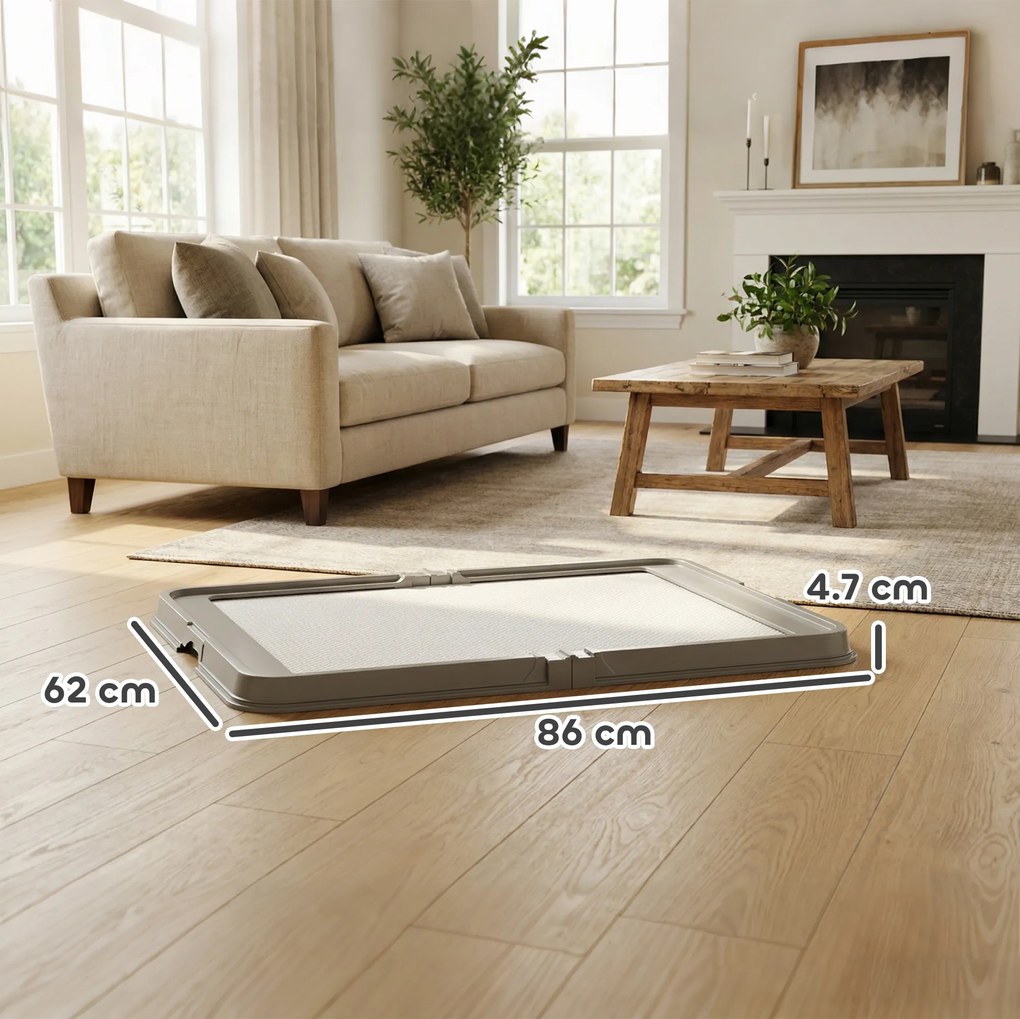 PawHut Toaletă pliabilă pentru câini 86x62 cm Tavă sanitară Câini Dresaj 3 absorbante Picioare antiderapante Gri | Aosom Romania