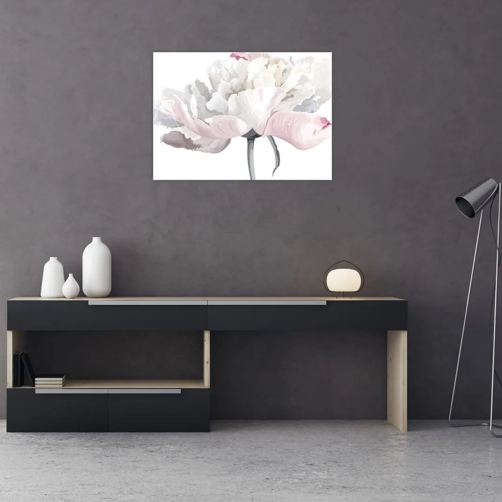 Tablou pe sticlă - Floare de trandafir (70x50 cm)