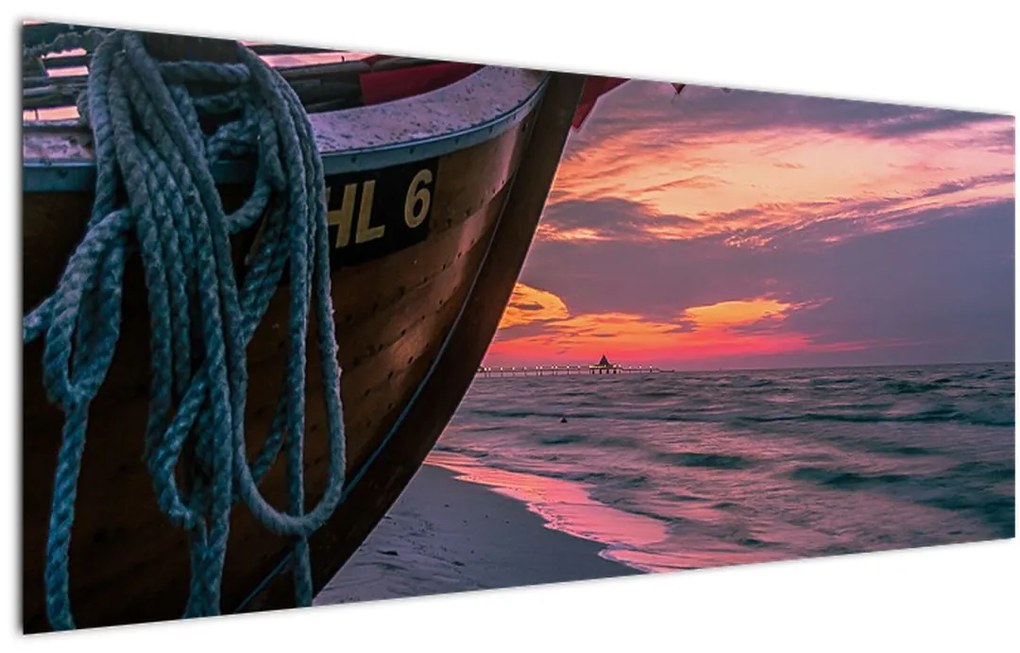Tablou -Barcă la mal (120x50 cm)