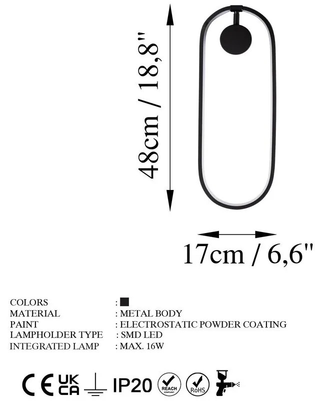 Aplică de perete neagră LED Can – Opviq lights
