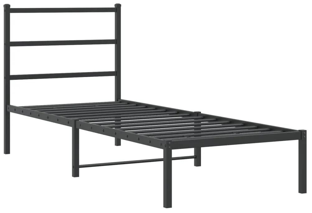 355356 vidaXL Cadru de pat metalic cu tăblie, negru, 80x200 cm