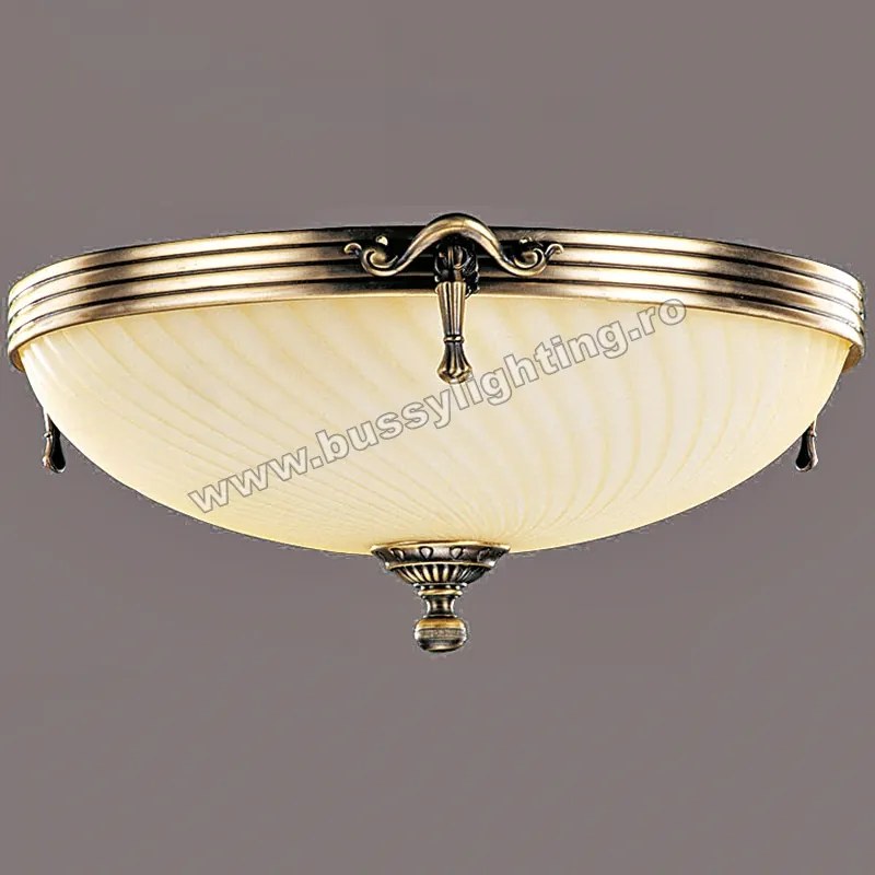 Plafoniera Omega cu Diam 43 cm, Desing Clasic, Finisaj Bronz Antic, Abajur Crem - Bussy Lighting 3035-52-45A