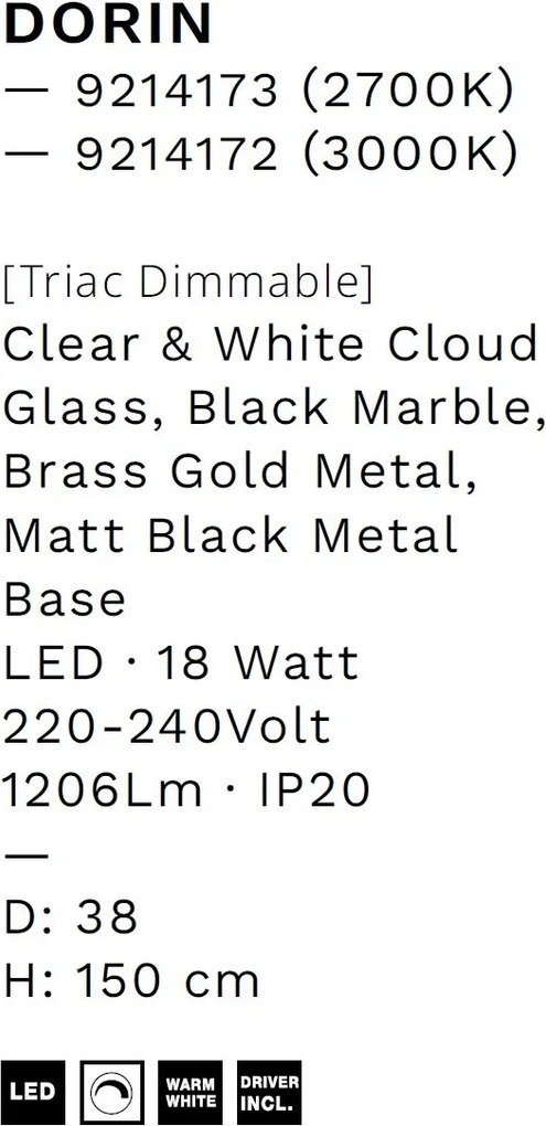 Lustra decorativa cu 3 pendule LED 2700K DORIN