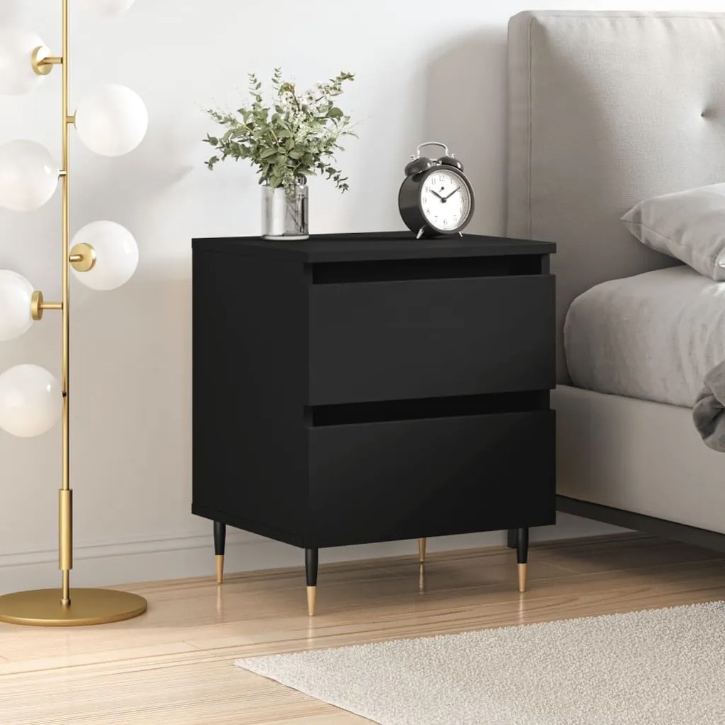 826862 vidaXL Noptieră, negru, 40x35x50 cm, lemn prelucrat