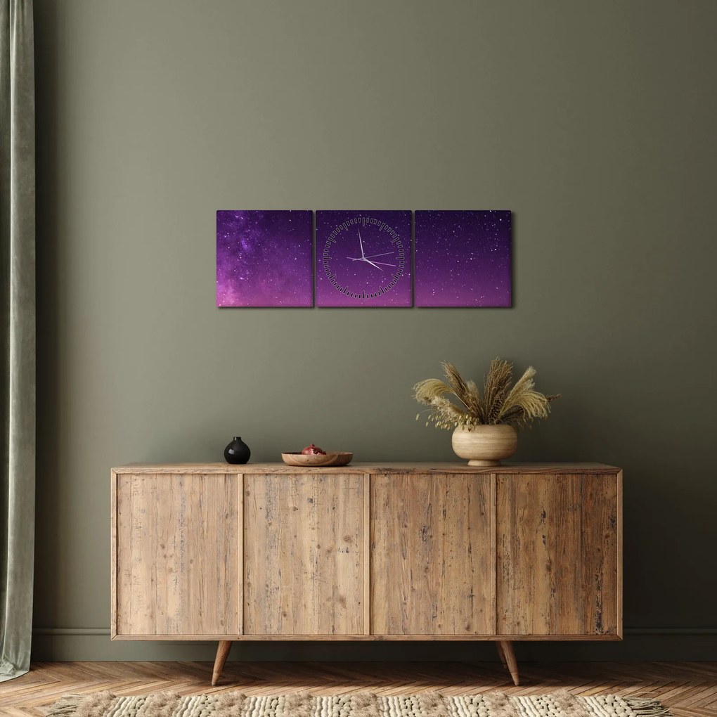 Tablou cu cerul și stea căzând (cu ceas) (90x30 cm)