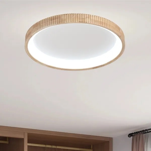 Brilagi - Plafonieră LED FALCON WOOD MODERN, 60 W, 230 V, Ø 80 cm, lemn