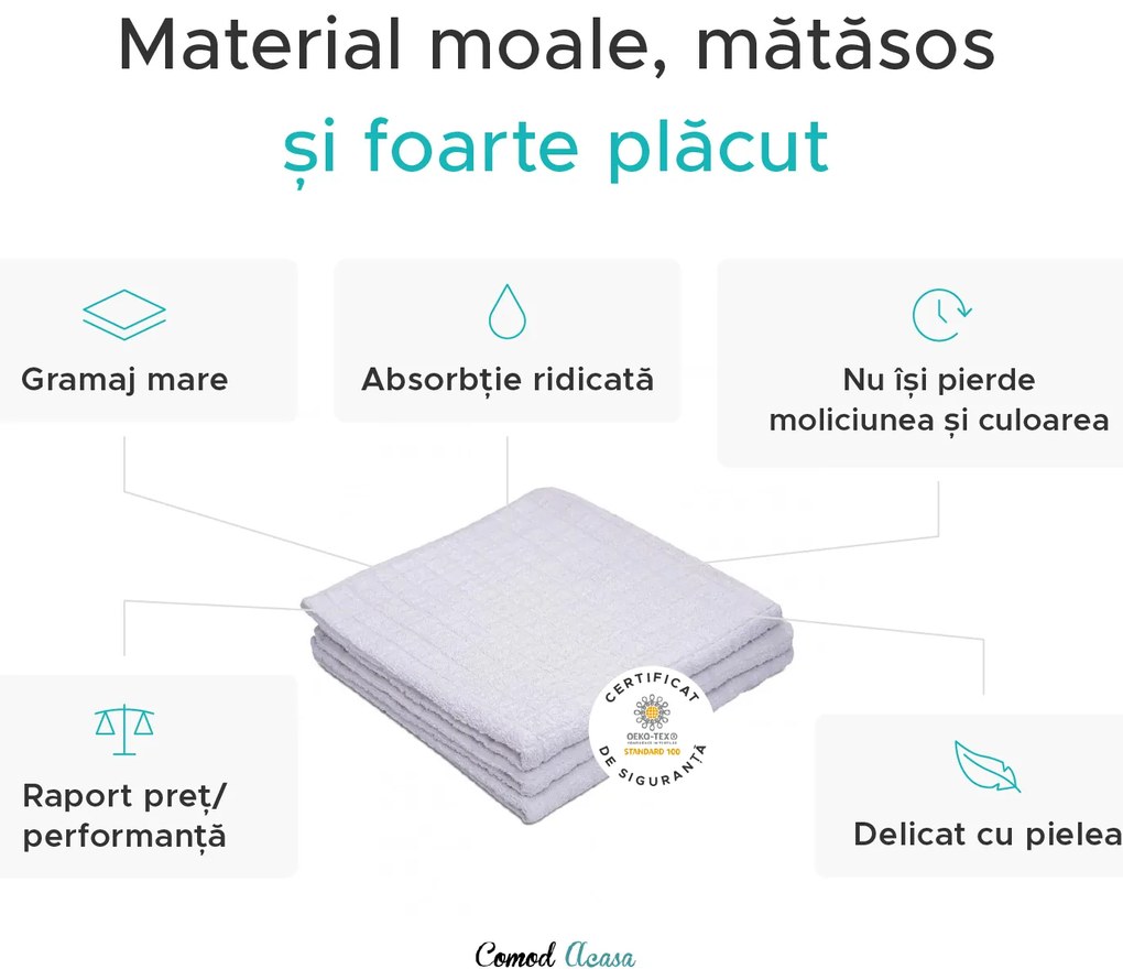 Prosop JERRY 70 x 140 cm alb, 100% bumbac